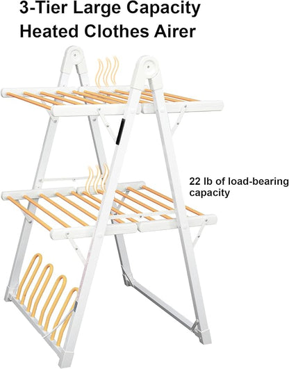Electric Heated Clothes Drying Rack, Foldable Heated Garment Dryer - Image 3