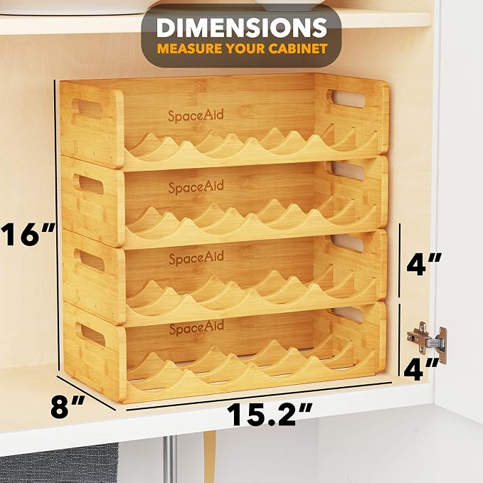 SpaceAid Bamboo Water Bottle Organizer - Image 3
