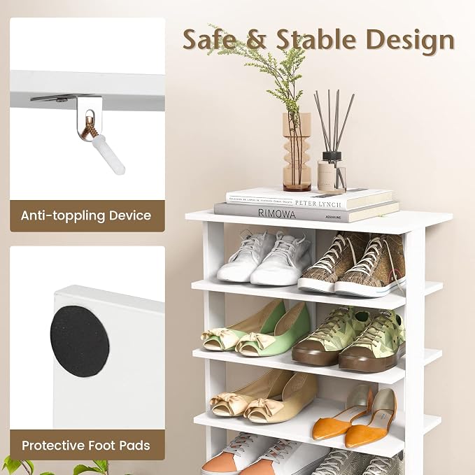 Tangkula 8-Tier Vertical Shoe Rack, Space-Saving Corner Shoe Organizer - Image 8