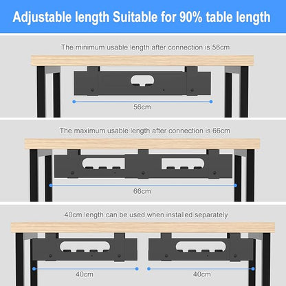 2PACKS Cable Management Under Desk Tray Adjustable Large Under Table Cord Wire - Image 5