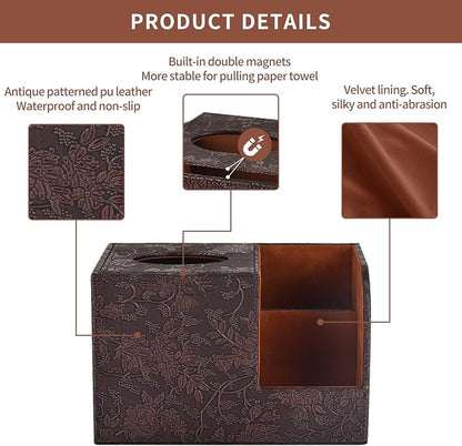PU Leather Tissue Box Cover Square Tissue Holder Tissues Box Organizer - Image 5