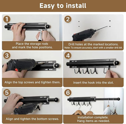 Valet Rod For Closet Pull Out, Adjustable Heavy Duty Carbon Steel 12" - Image 6
