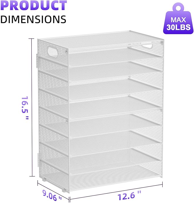 Marbrasse Paper Organizer Letter Tray, 9 Tier Mesh File Organizer - Image 5