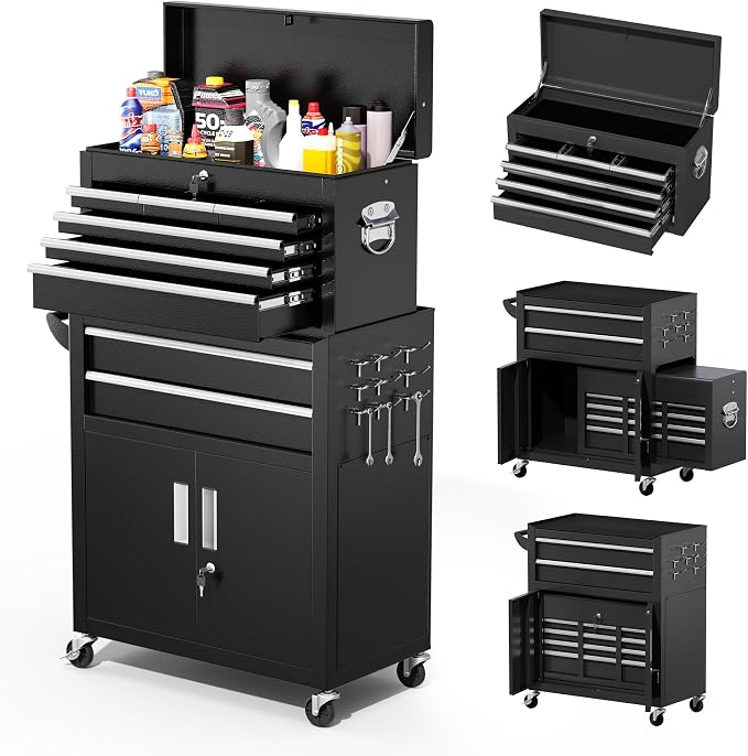 Greenvelly Metal Tool Chest, 8-Drawer Rolling Tool Cart by Greenvelly