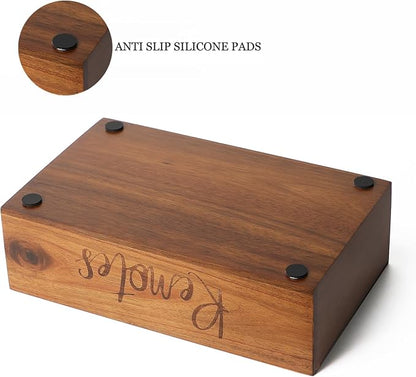Acacia Wood Remote Control Holder Caddy, TV Organizer - Image 3