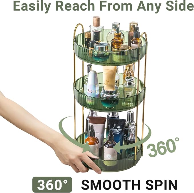 360 Rotating Perfume Organizer, 3 Tier Large Capacity Make Up Organizers and - Image 3