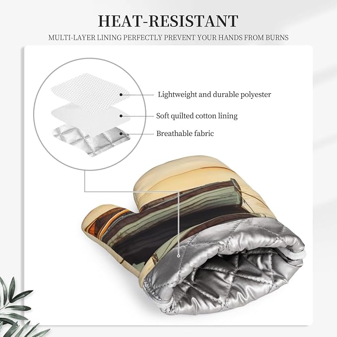Small Boat on The Water Print Oven Mitts Set of 2, Heat Resistant Silicone Oven - Image 5