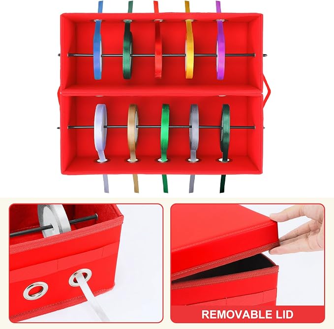 Cinnvoice 2 Pack Christmas Ribbon Organizer Container Box - Image 3