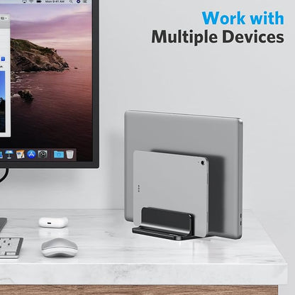 OMOTON Vertical Laptop Stand, Desktop Aluminum Mac Book Stand - Image 8