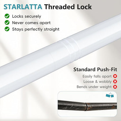 STARLATTA Heavy Duty White Closet Rod: 17-69 Inch Stepless Adjustable Clothes - Image 2