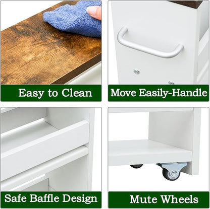 TEAMIX 4 Tier White Slim Storage Cart - Image 6