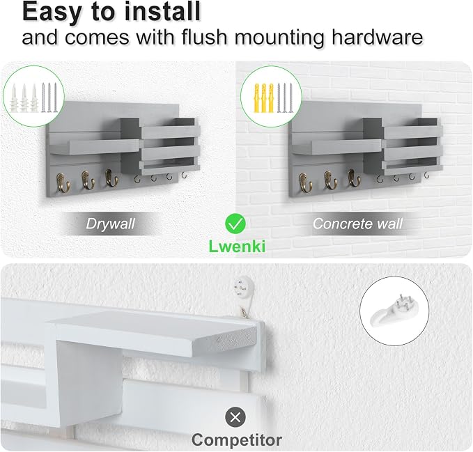 Lwenki Mail Organizer for Wall Mount – Key Holder - Image 6