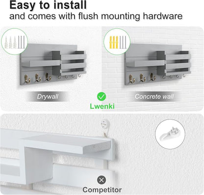 Lwenki Mail Organizer for Wall Mount – Key Holder - Image 6