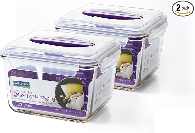 GLASSLOCK 125 Oz Glass Food Storage set of 2 – Large Capacity, Airtight & by Glasslock