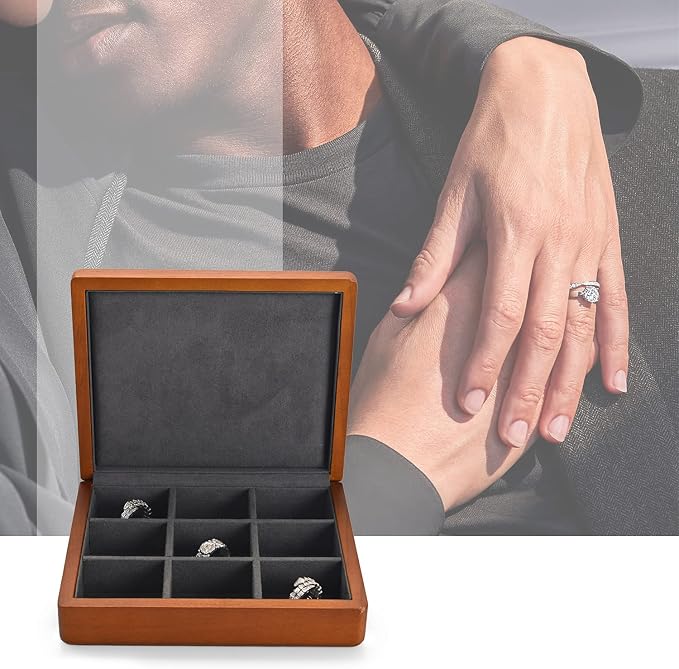 Oirlv Solid Wood Ring Jewelry Box Organizer Earrings Jewelry Drawer Organizer - Image 5