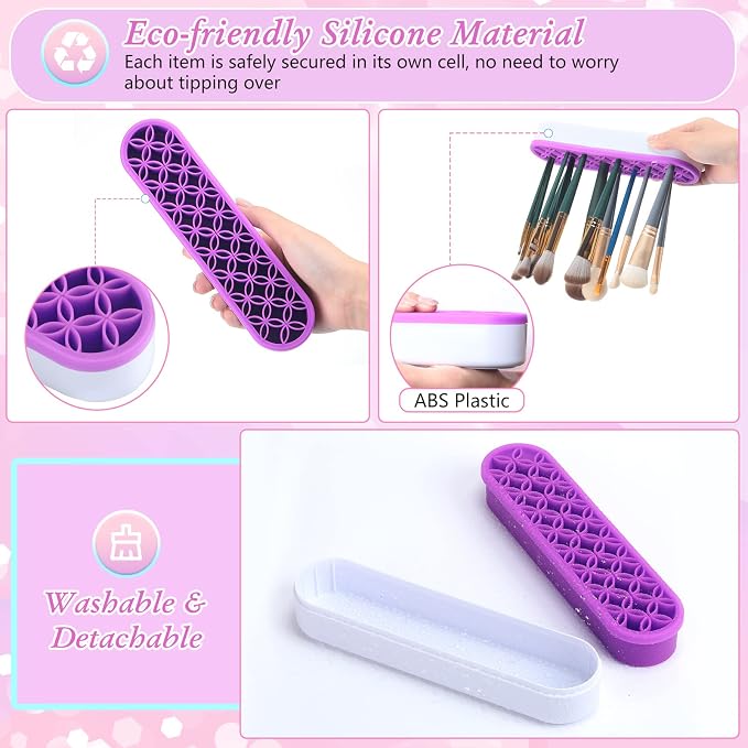 Frienda 4 Pcs Silicone Makeup Brush Holder Stand Multipurpose Cosmetic Travel - Image 3