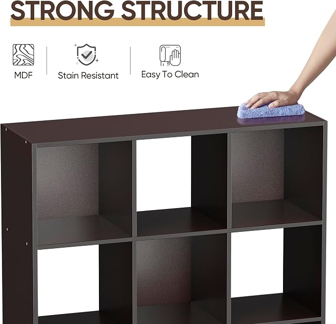 ZenStyle 9 Cube Storage Shelf Organizer, Wooden Bookshelf System Display Cube - Image 6