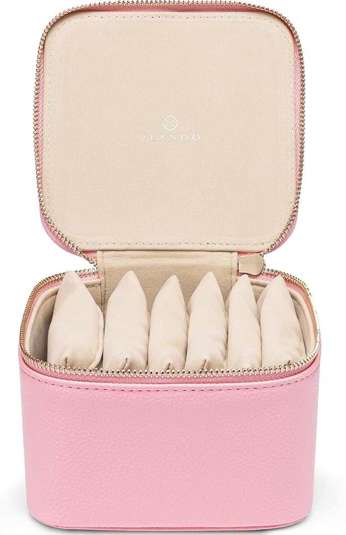Vlando Travel Jewelry Case, PU Leather Jewelry Storage Organizer Case by VLANDO