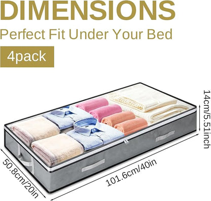4 Pack 5.5 Inches High Under Bed Storage Containers, Low Profile Under Bed - Image 2