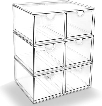 Prsildan 6 Small Drawers Stackable Storage Drawer Clear Acrylic Organizer | by Prsildan