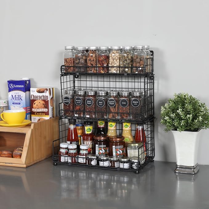 X-cosrack Stackable Wire Basket 3 Tier Countertop& Wall Mounted Metal Storage - Image 9