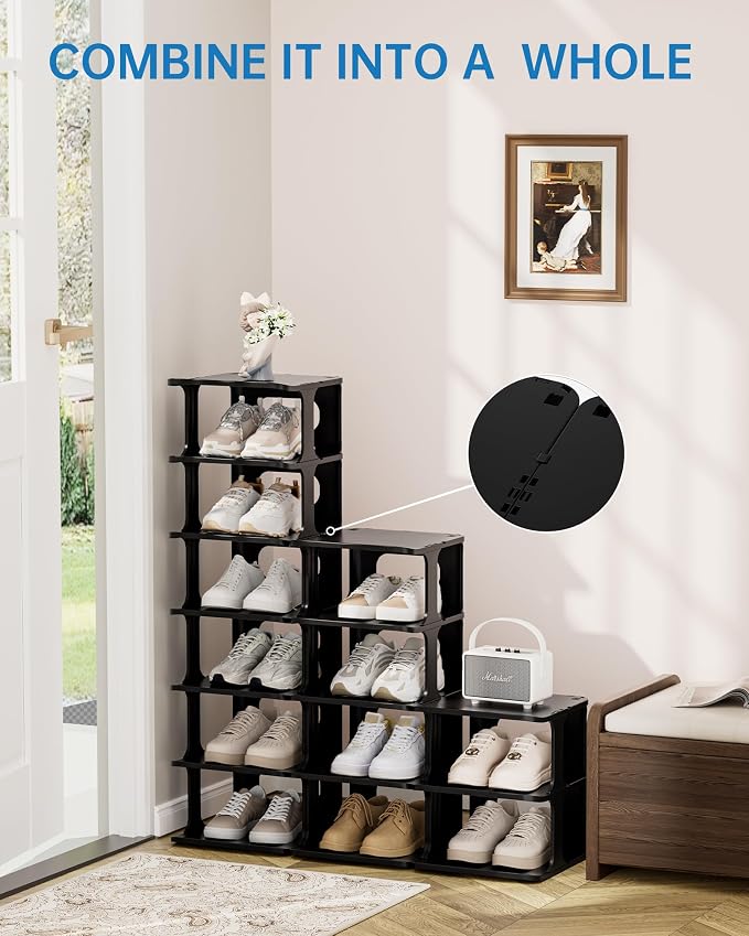 HAIXIN 7-Tier Narrow Vertical Shoe Rack, Skinny Shoe Tower - Image 7