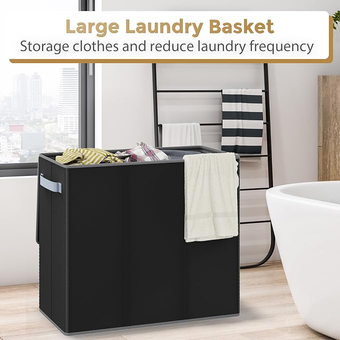 180L Laundry Hamper 3 Section, Large Laundry Basket - Image 4