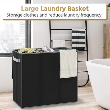 180L Laundry Hamper 3 Section, Large Laundry Basket - Image 4