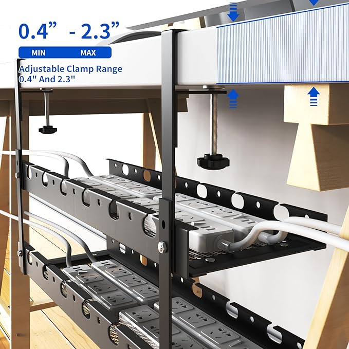 31Inch Extendable Under Desk Cable Management Tray Multi-Model Metal Cable - Image 5