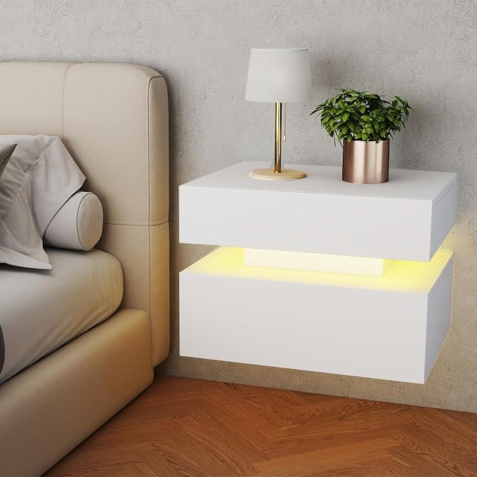 Floating Nightstand Set of 2, Modern Bedside Tables - Image 8