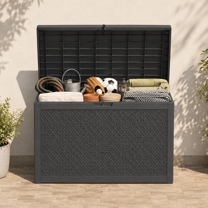 120 Gallon Outdoor Storage Box, Resin Deck Box Waterproof & Lockable, Patio - Image 11