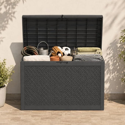 120 Gallon Outdoor Storage Box, Resin Deck Box Waterproof & Lockable, Patio - Image 11