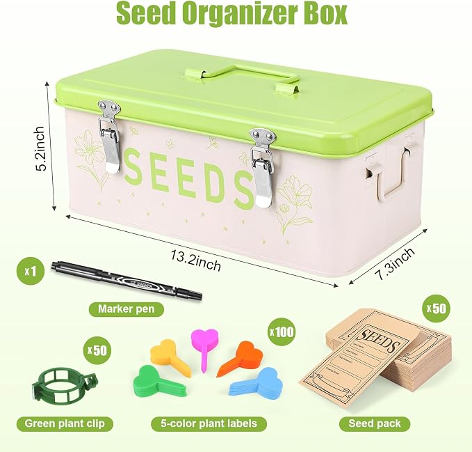 Seed Storage Organizer Box – Large Metal Seed Box - Image 3