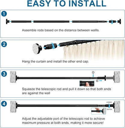 AIZESI 41-86 Inch Heavy Duty Black Tension Curtain Rod - Image 8