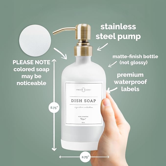 Vine Creations White Glass Soap Dispenser, 2 Pack Kitchen Soap Dispenser Set - Image 5