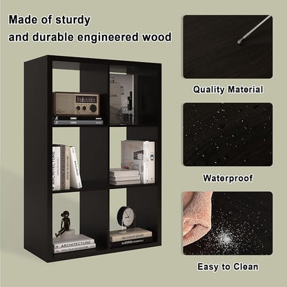 6 Cube Storage Organizer Shelf, Chocolate Color 13in | 2026 Wooden Thick Frame - Image 6