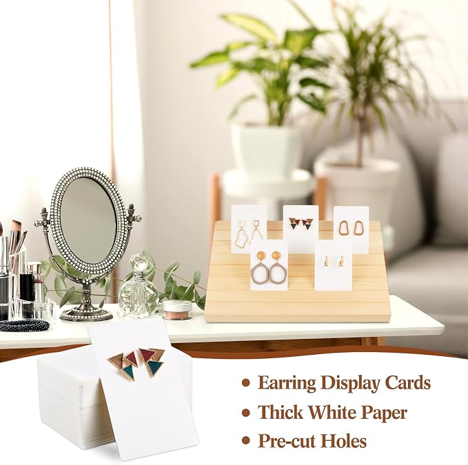Marsui 62 Pcs Wood Earring Display Stand Earring Card Display 2 Sets of Holder - Image 5