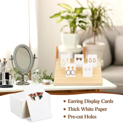 Marsui 62 Pcs Wood Earring Display Stand Earring Card Display 2 Sets of Holder - Image 5