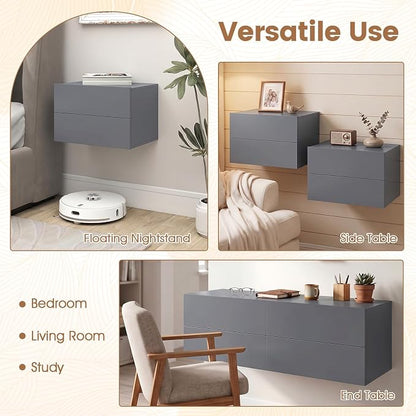 KOMFOTT Floating Nightstand Set of 2, Wall Mounted Night Stand - Image 9