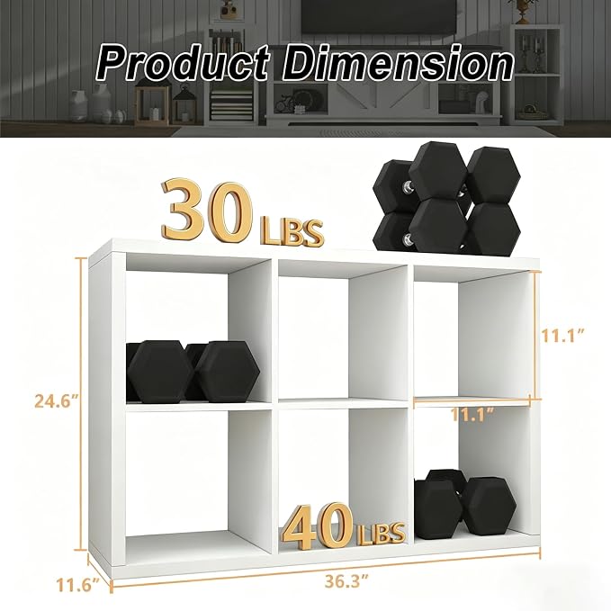 CTESNE【2026 Wooden Thick Frame 6 Cube Storage Organizer Shelf - Image 3