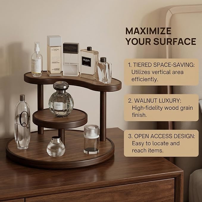 GDQ Wooden Display Organizer Stand, Perfume Organizer, Tea Set, Open Design - Image 2