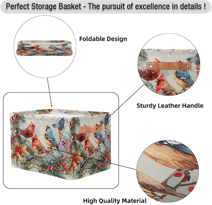 Basket Storage Bins Cardinal Christmas Xmas Rectangle Cube Basket Box Kids - Image 6
