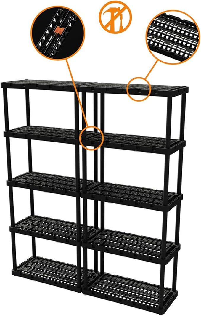Gracious Living 5-Shelf Plastic Storage Shelves, Heavy-Duty Garage Shelving Unit - Image 9