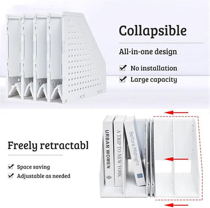 SAYEEC Collapsible Magazine Holder Plastic Desktop 4 Compartment File Desk - Image 3