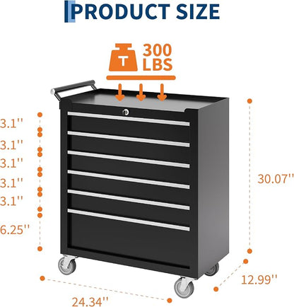 Garvee Rolling Tool Chest, 6 Drawers Tool Storage Cabinet, Toolbox - Image 3
