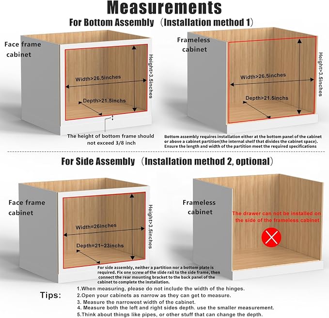 26''W x 21''D x 3''H Pull Out Cabinet Drawer Soft Close Slide Out Wood Organizer - Image 4