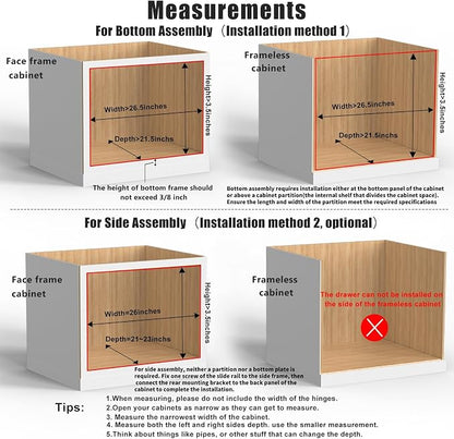 26''W x 21''D x 3''H Pull Out Cabinet Drawer Soft Close Slide Out Wood Organizer - Image 4