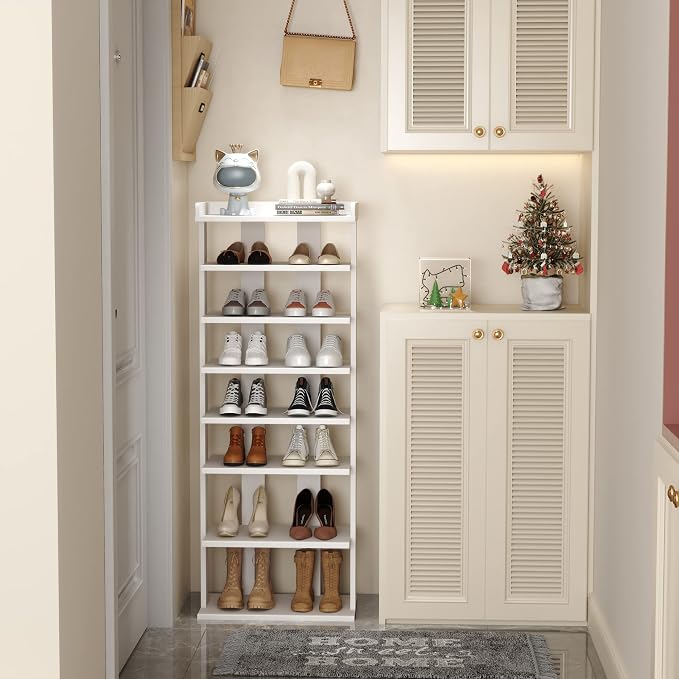 HOMEFORT 7-Tier Wood Shoe Rack, Double Rows 7-Tier Shoe Shelf, Shoe Storage - Image 7