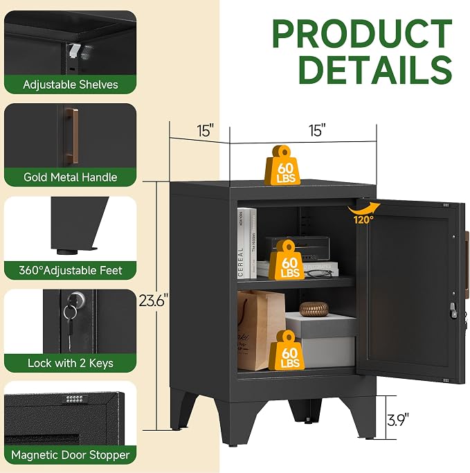 23.6" H Metal Locker Storage Cabinet, Metal Cabinets - Image 3