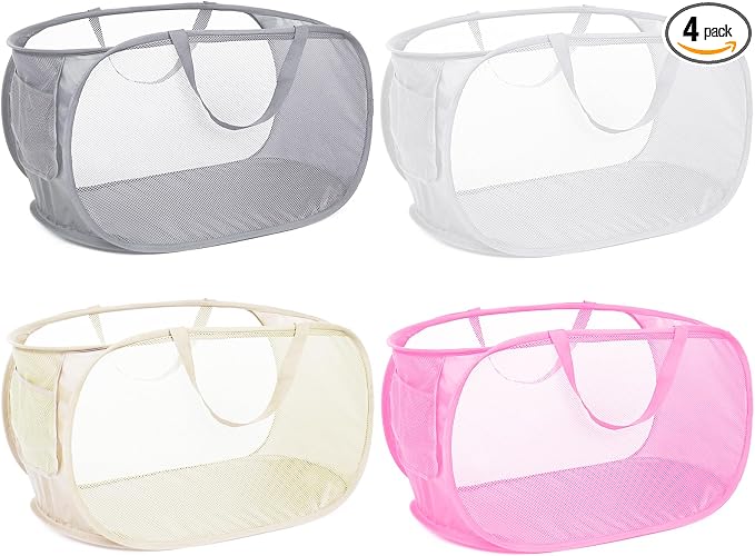 4 Pack Collapsible Laundry Baskets, Foldable Laundry Basket by Bemkoo